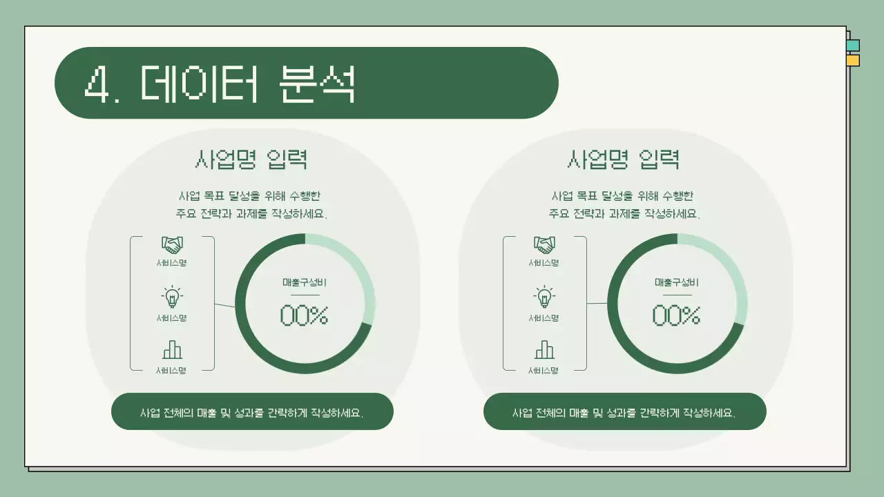 민트 초록색의 네잎클로버 비즈니스 설명