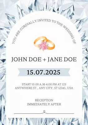 Classic White and Silver Wedding Invitation in Luxury