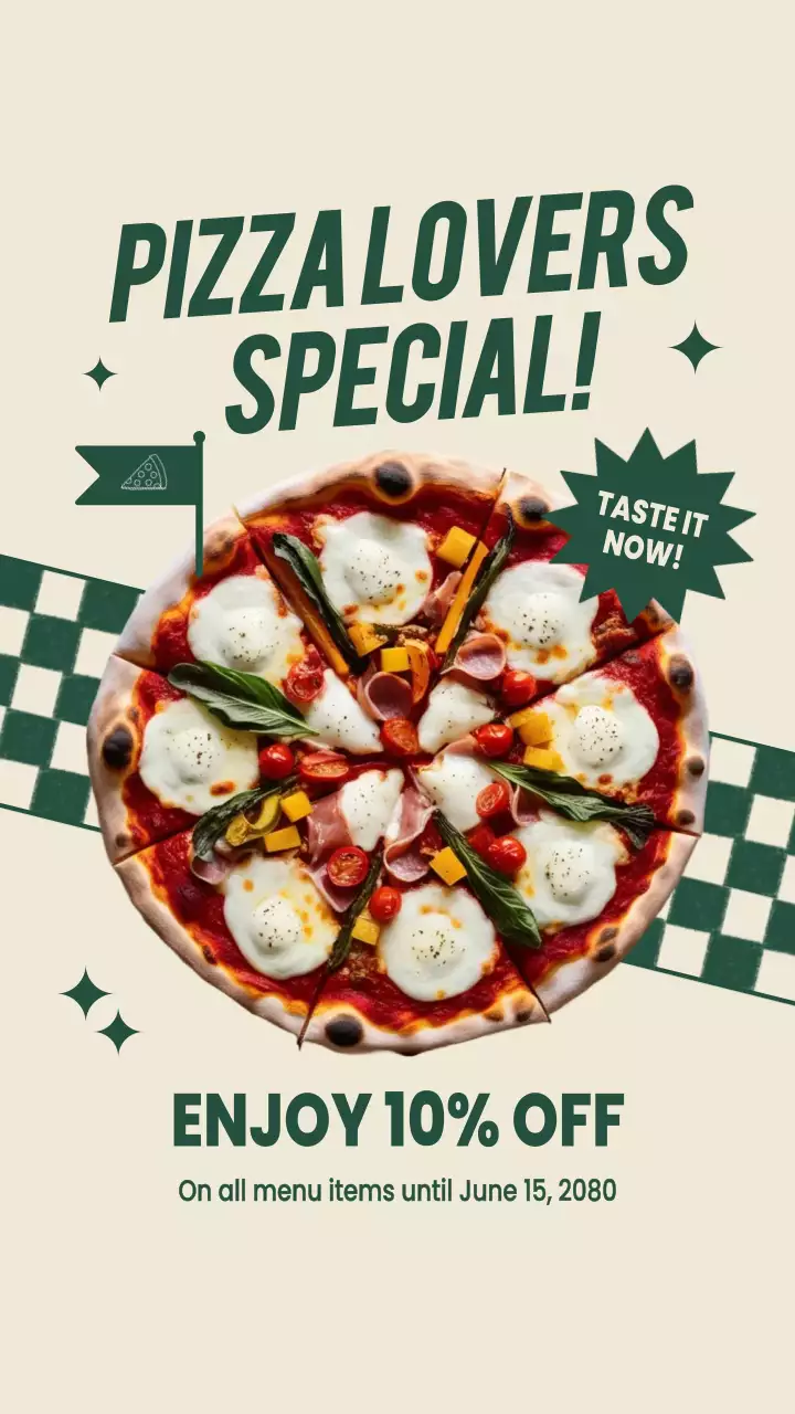 Beige Retro Pizza Sale Instagram Story