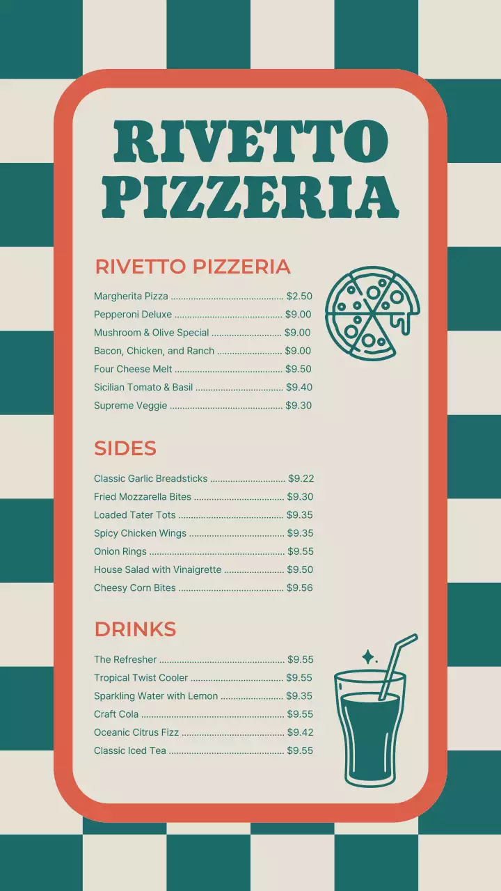 Teal Retro Pizzeria Menu Instagram Story