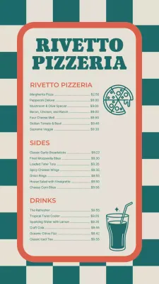 Teal Retro Pizzeria Menu Instagram Story