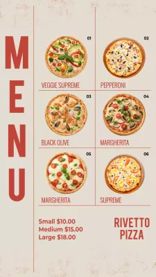 Red Modern Pizza Menu Instagram Story