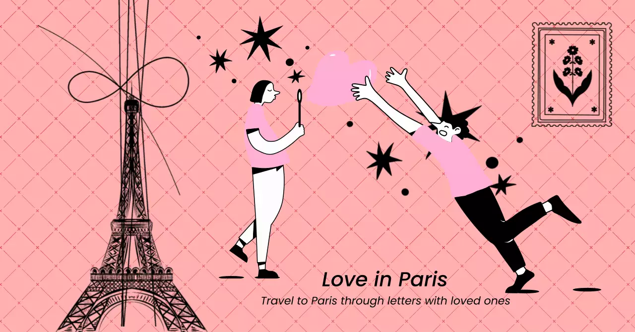 핑크 빈티지 로맨스 엽서