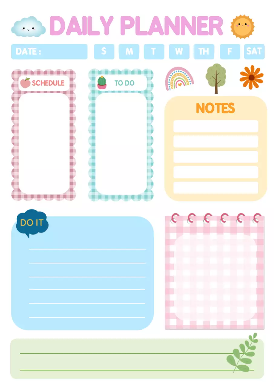 Cute Pastel minimal daily planner