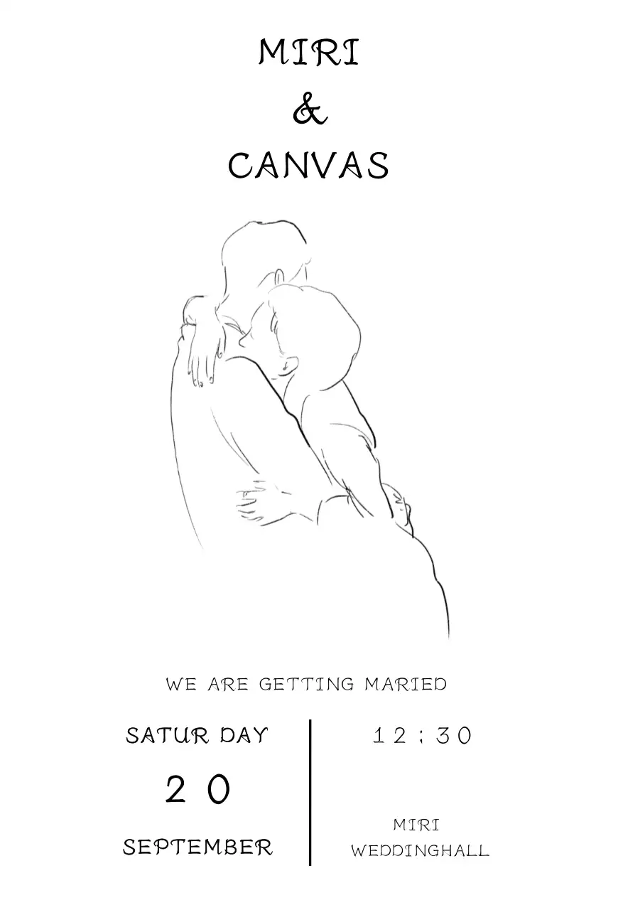 흰색 심플 결혼 초대장