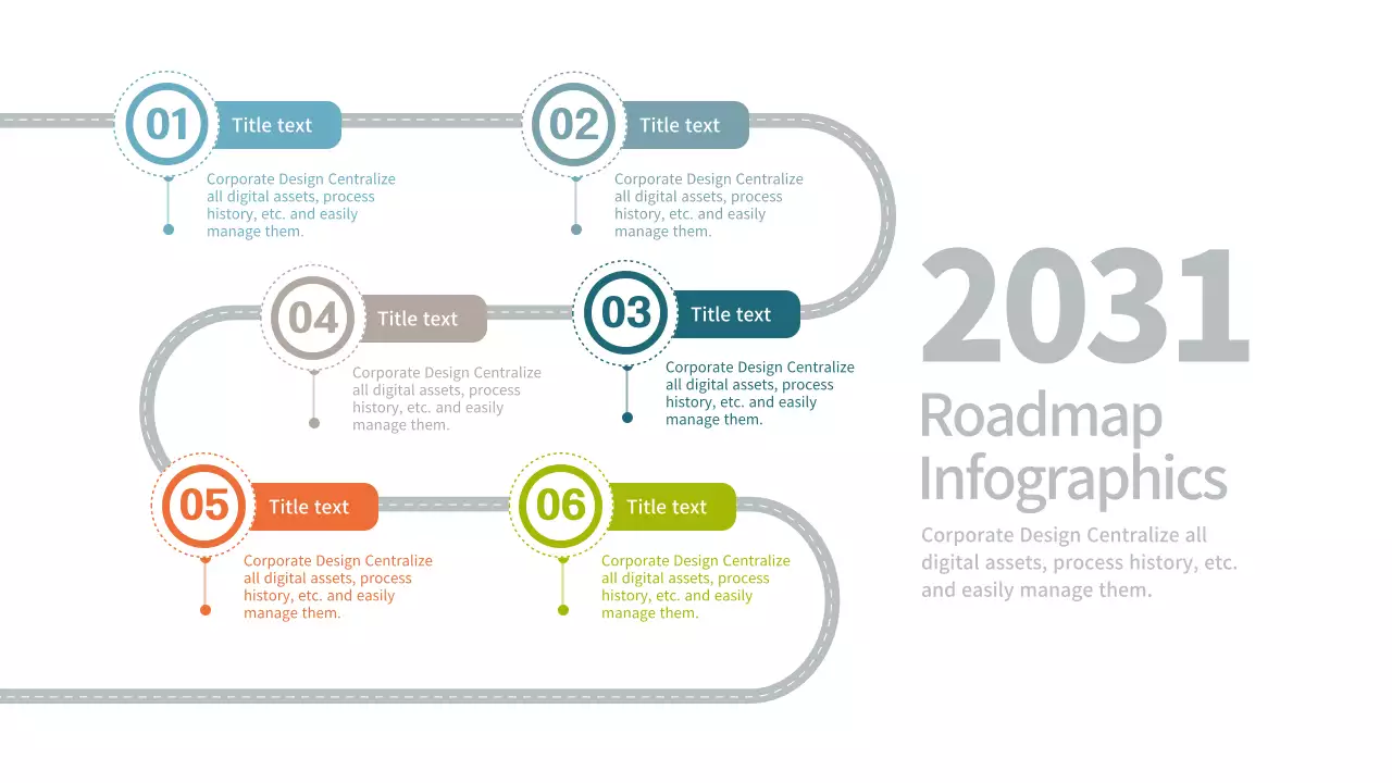 Simple, multi-colored enterprise roadmap infographic