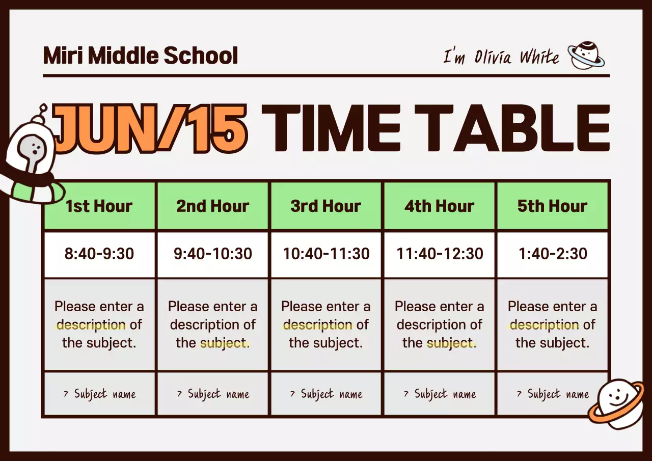 Orange Simple School Schedule Poster