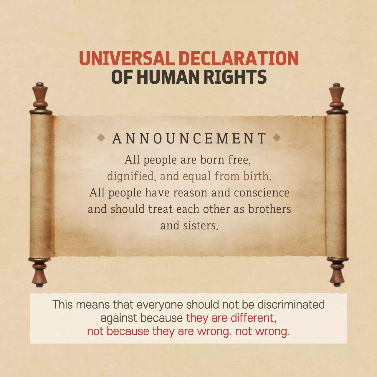 Beige Minimal Human Rights Announcement Instagram Carousel