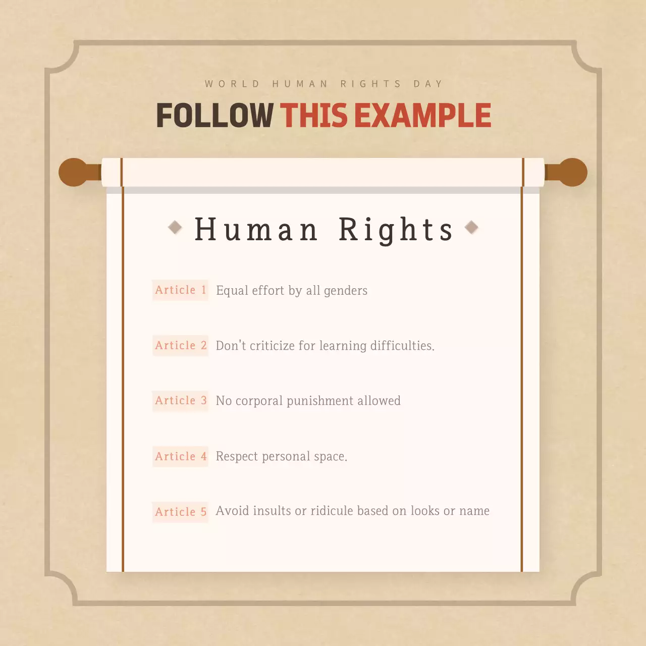 Beige Minimal Human Rights Announcement Instagram Carousel