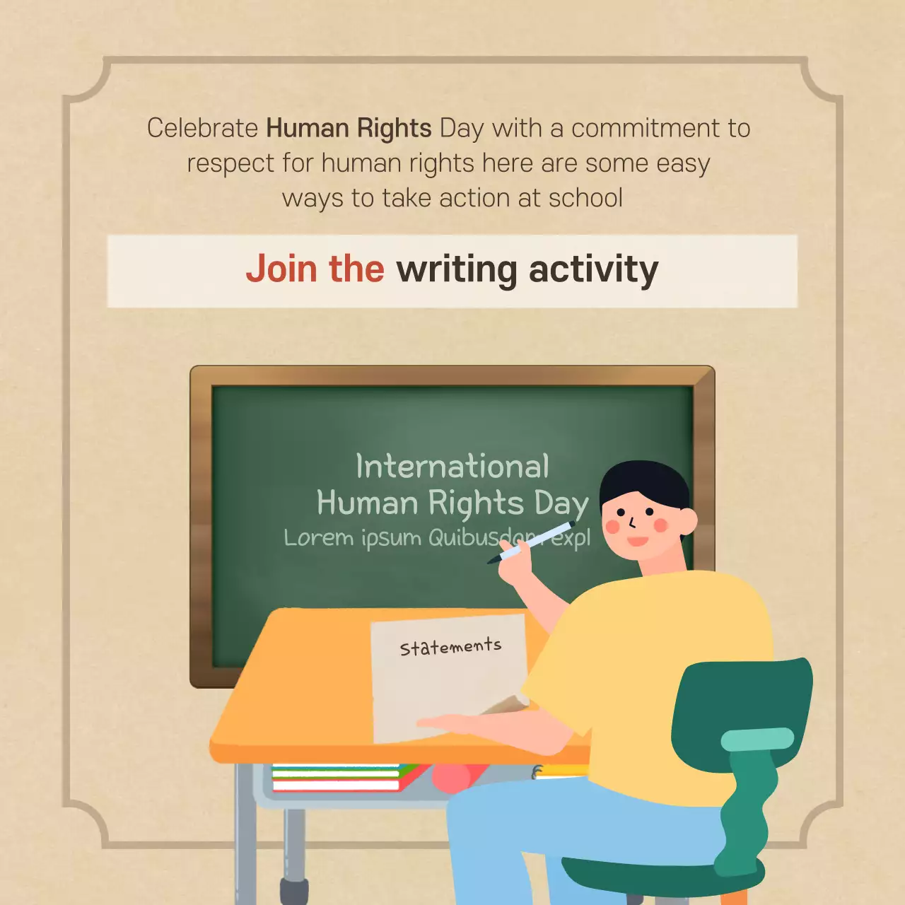 Beige Minimal Human Rights Announcement Instagram Carousel