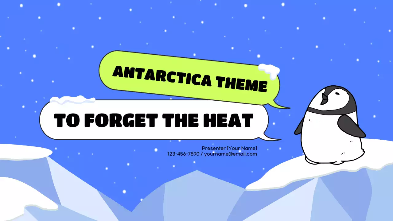 Blue Cartoon Antarctica Presentation