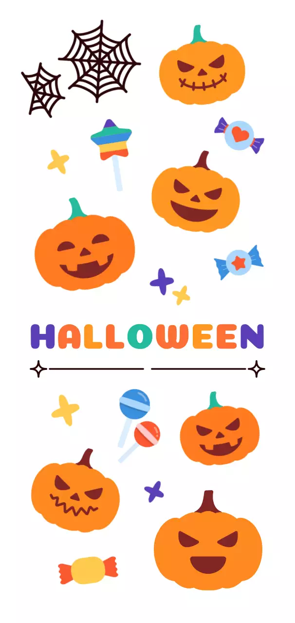 Orange Playful Halloween Characters Illustration