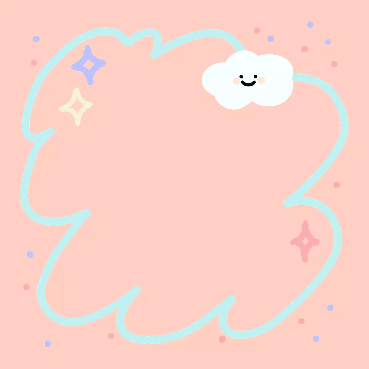 핑크 배경의 아기자기한 구름 캐릭터