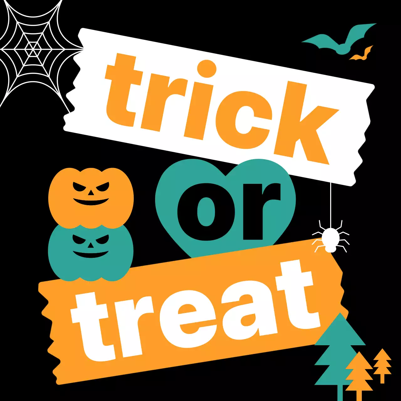 검정 아기자기한 할로윈 초대