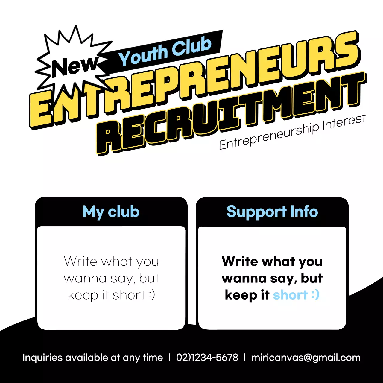 Yellow Modern Entrepreneurship Recruitment Instagram Post