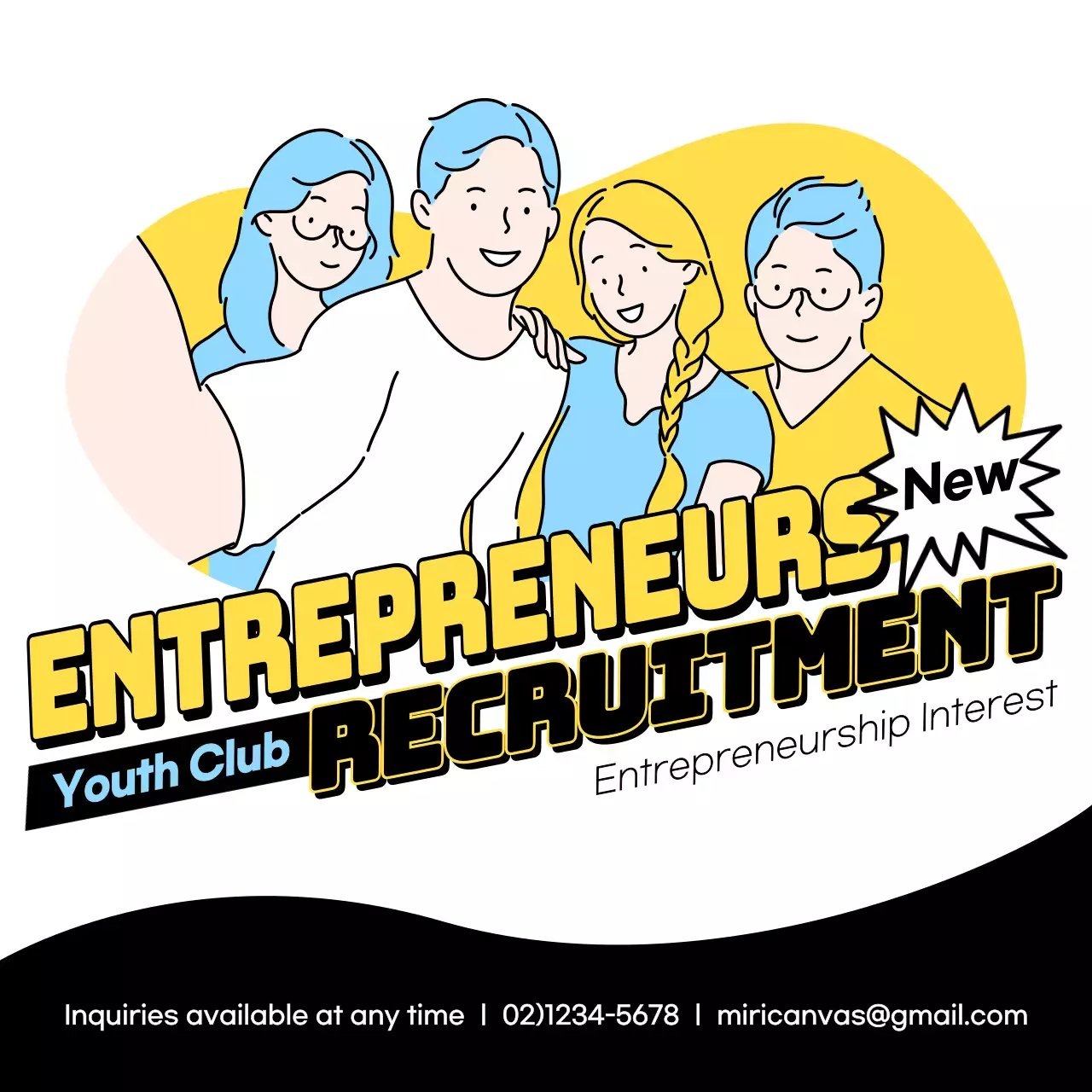 Yellow Modern Entrepreneurship Recruitment Instagram Post