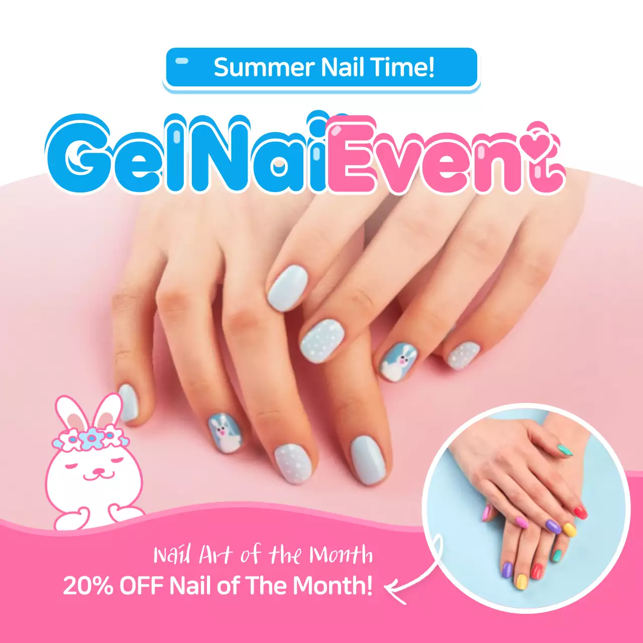 Blue Trendy Nail Promotion Instagram Post