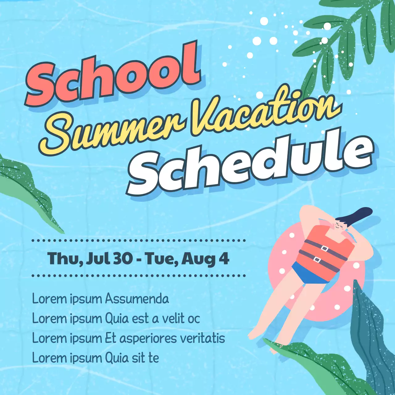 Blue Trendy School Schedule Announcement Instagram Post