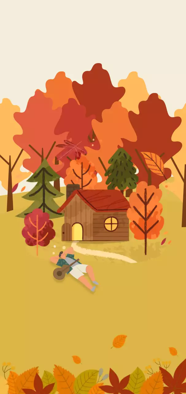 주황 자연 가을 엽서