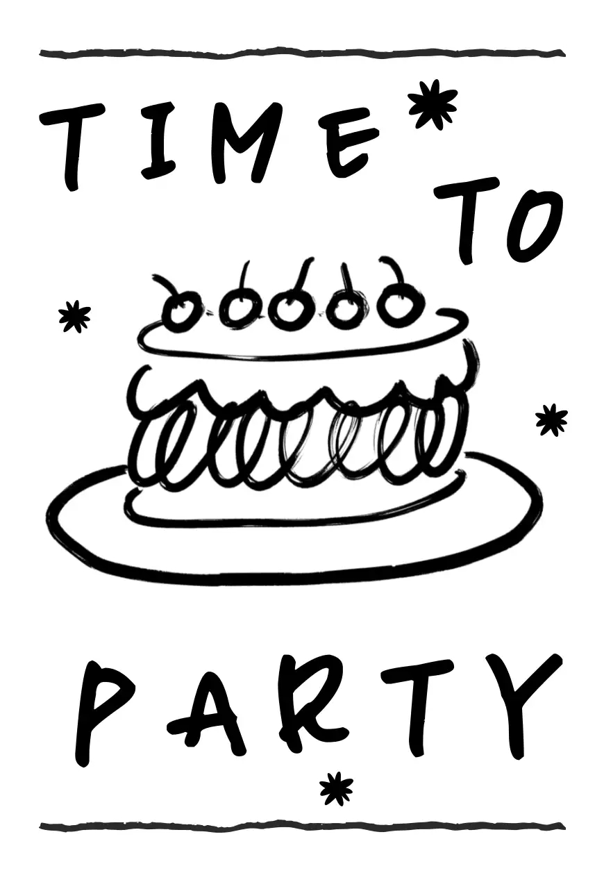 흑백 기본 생일 파티