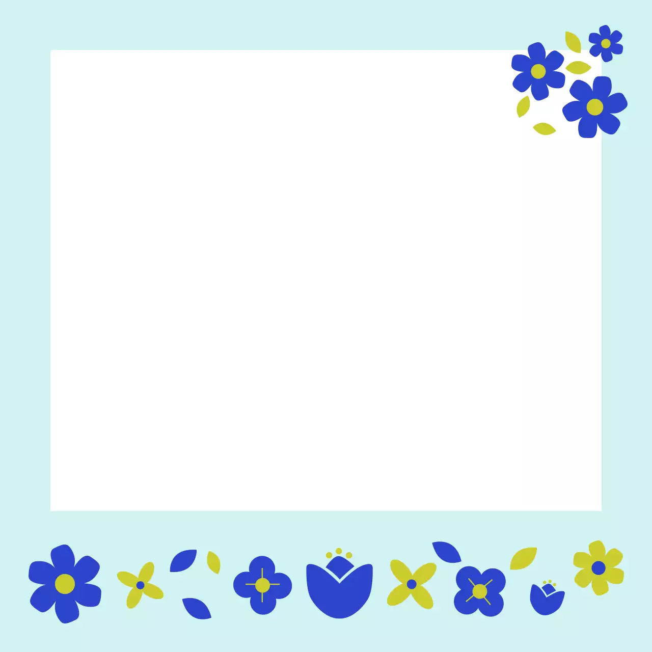 하늘색 아기자기한 꽃 포토프레임