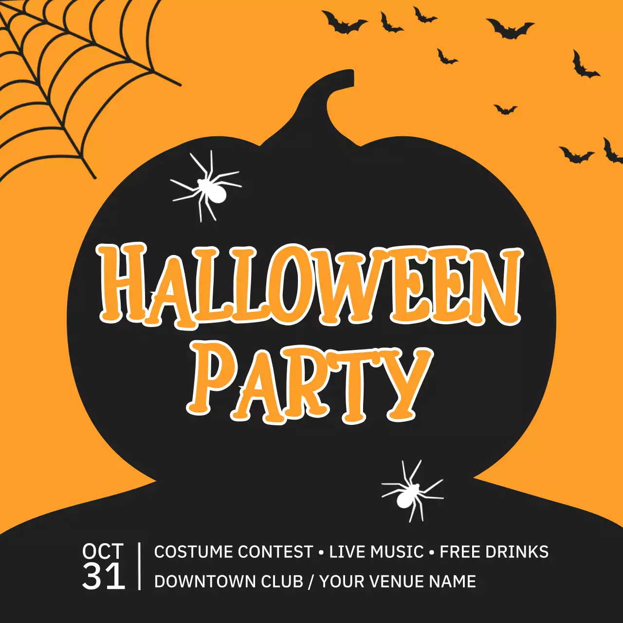 orange retro Halloween invitation