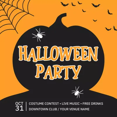 orange retro Halloween invitation