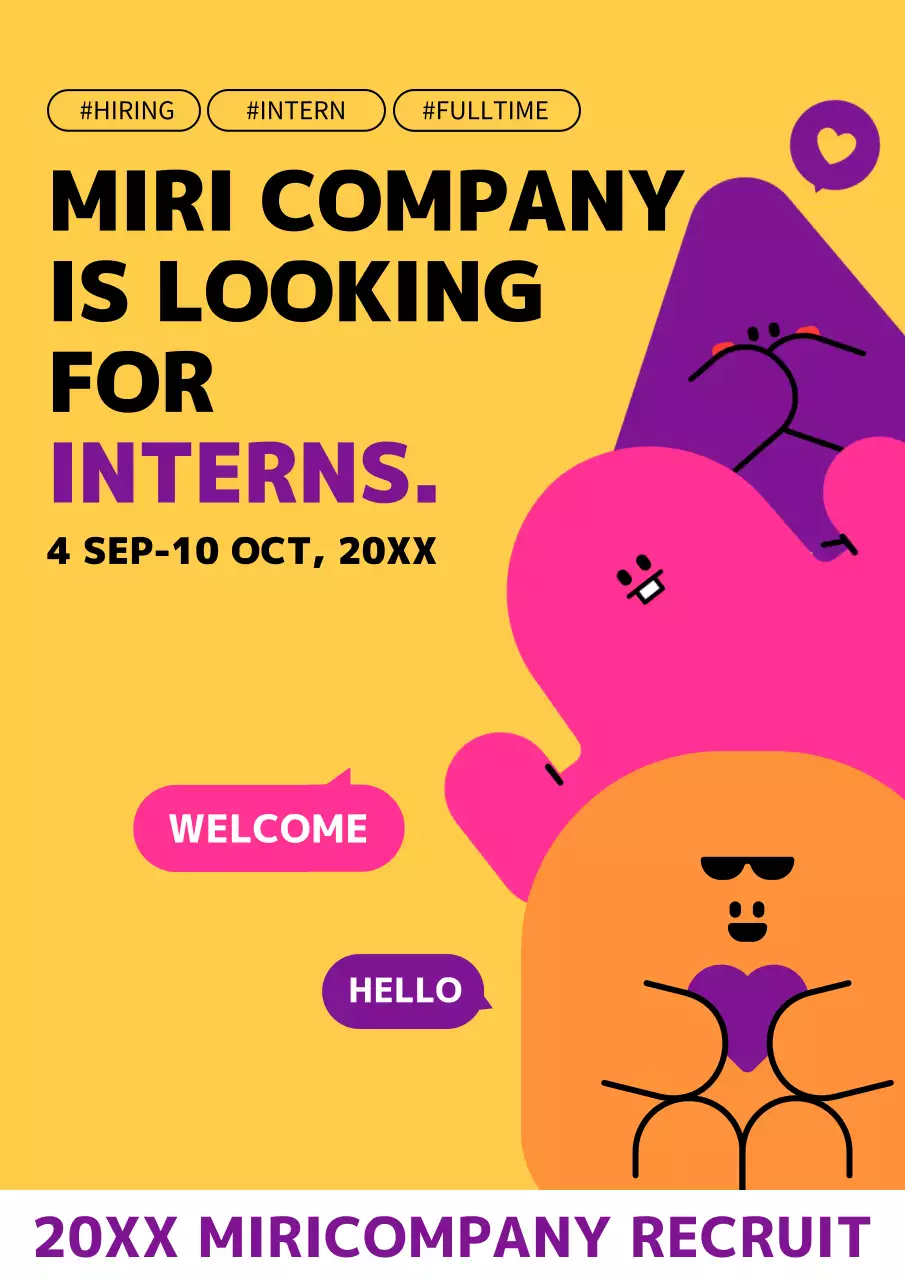 Yellow Trendy Internship Recruitment Poster