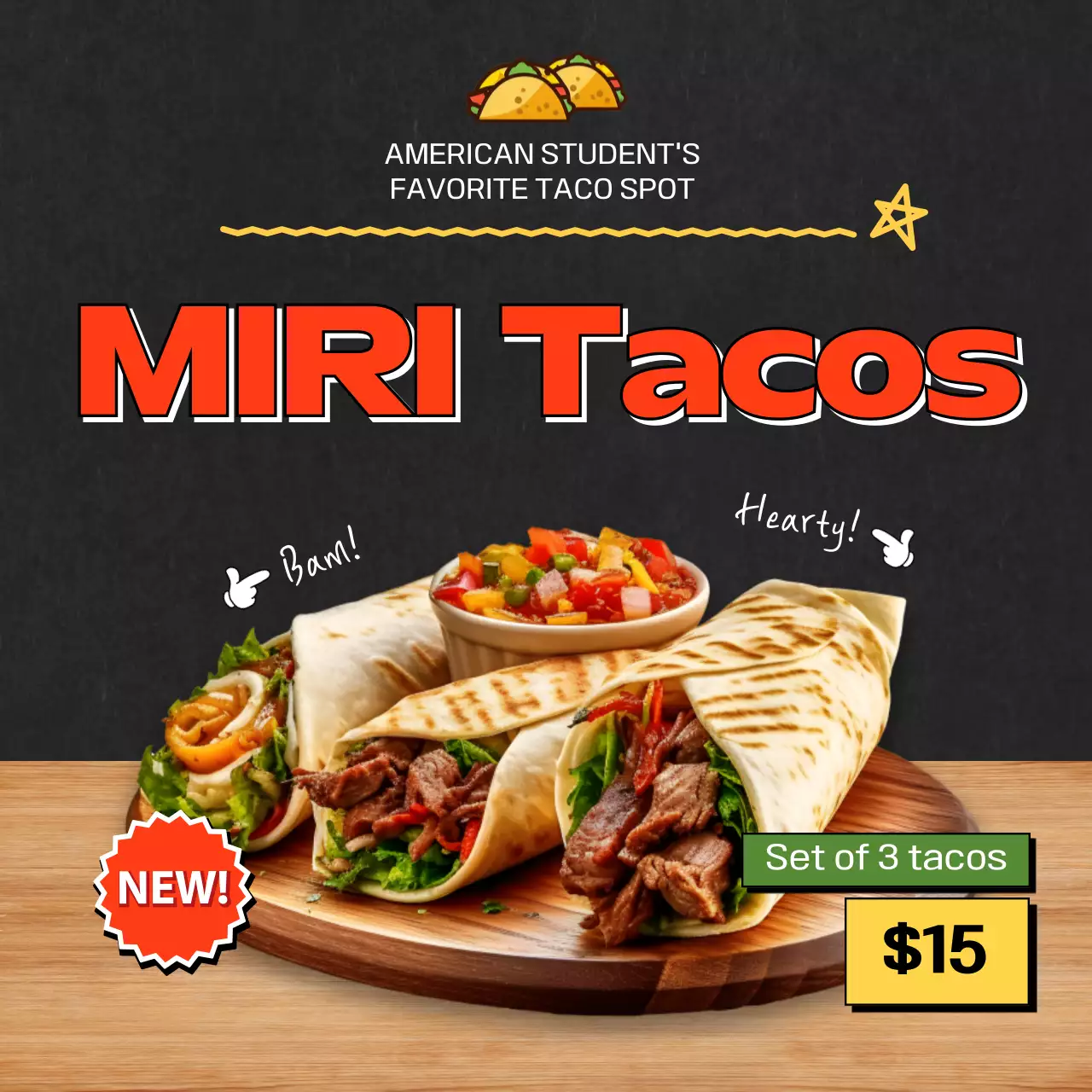 오렌지 트렌디 타코 프로모션 소셜 미디어 게시물