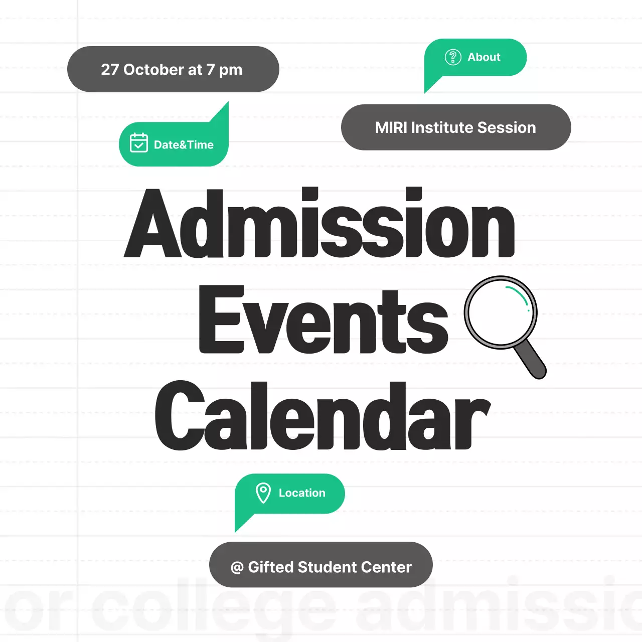 블랙 모던 입학 발표 소셜 미디어 게시물