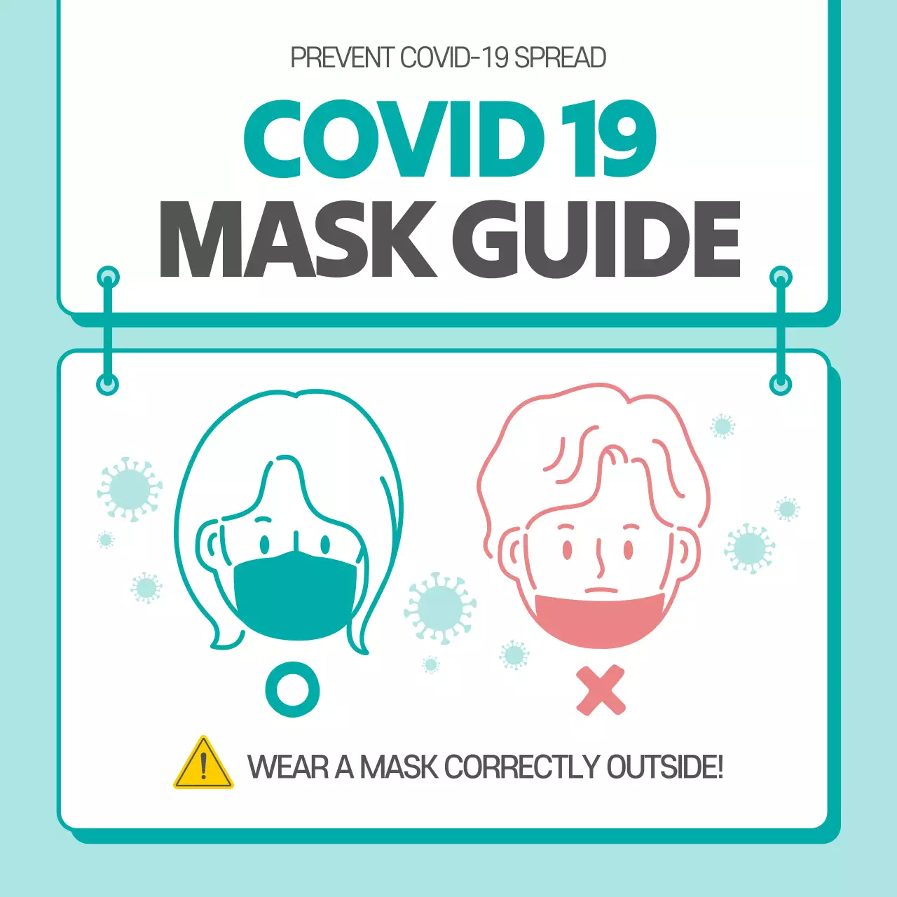 Teal Simple Mask Guide Social Media Post