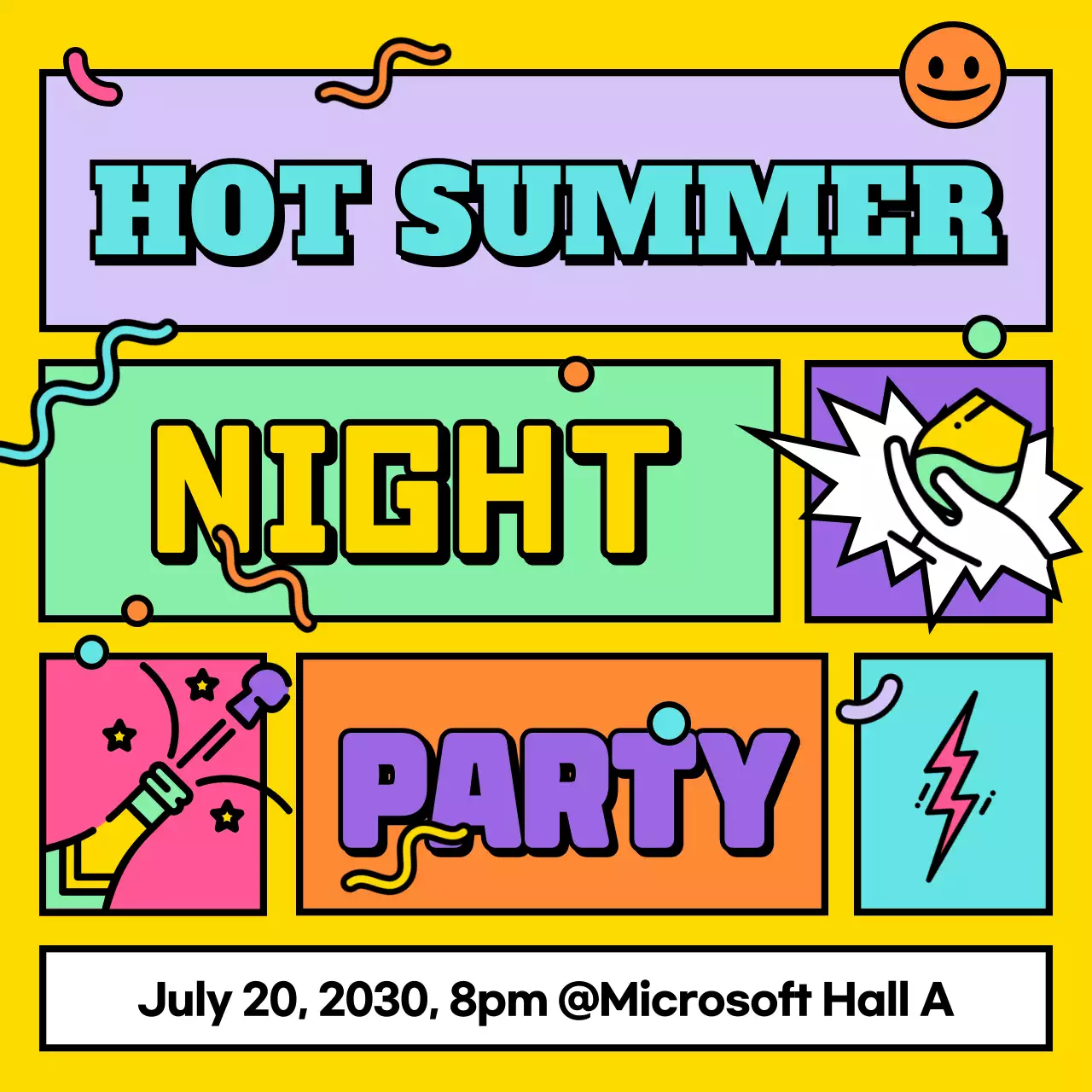 Yellow Trendy Party Invitation Social Media Post