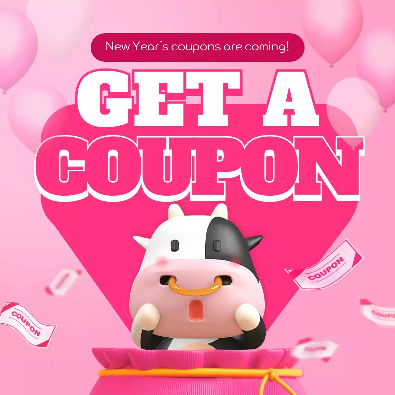 Pink Bold Coupon Promotion Social Media Post