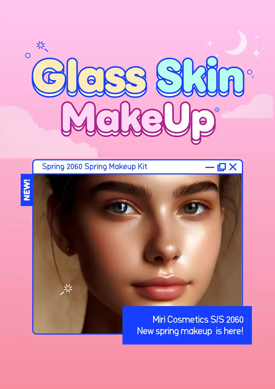 Poster Promosi Rias Wajah Trendi Warna Pink