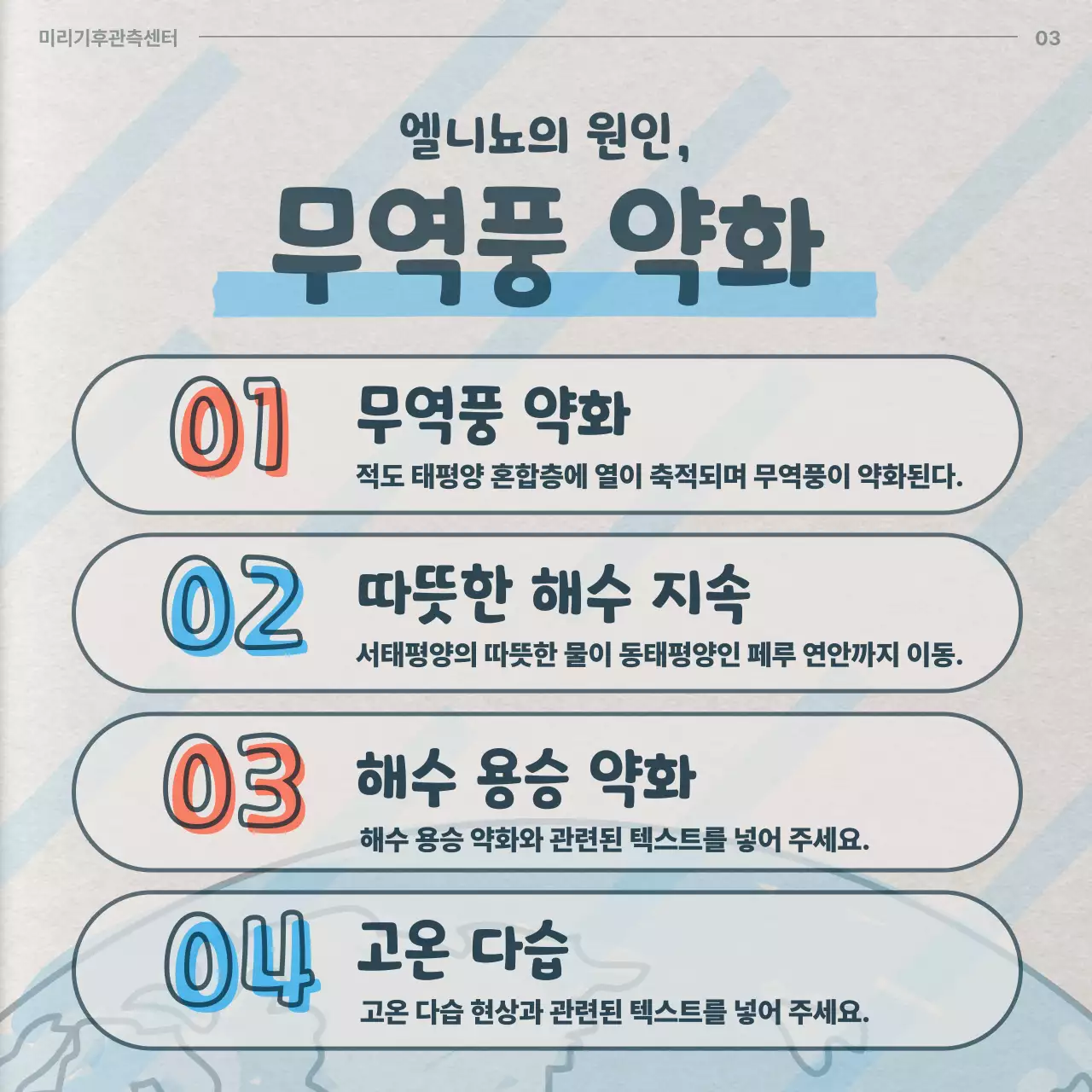 베이지색과 하늘색의 레트로 기후 관측 정보