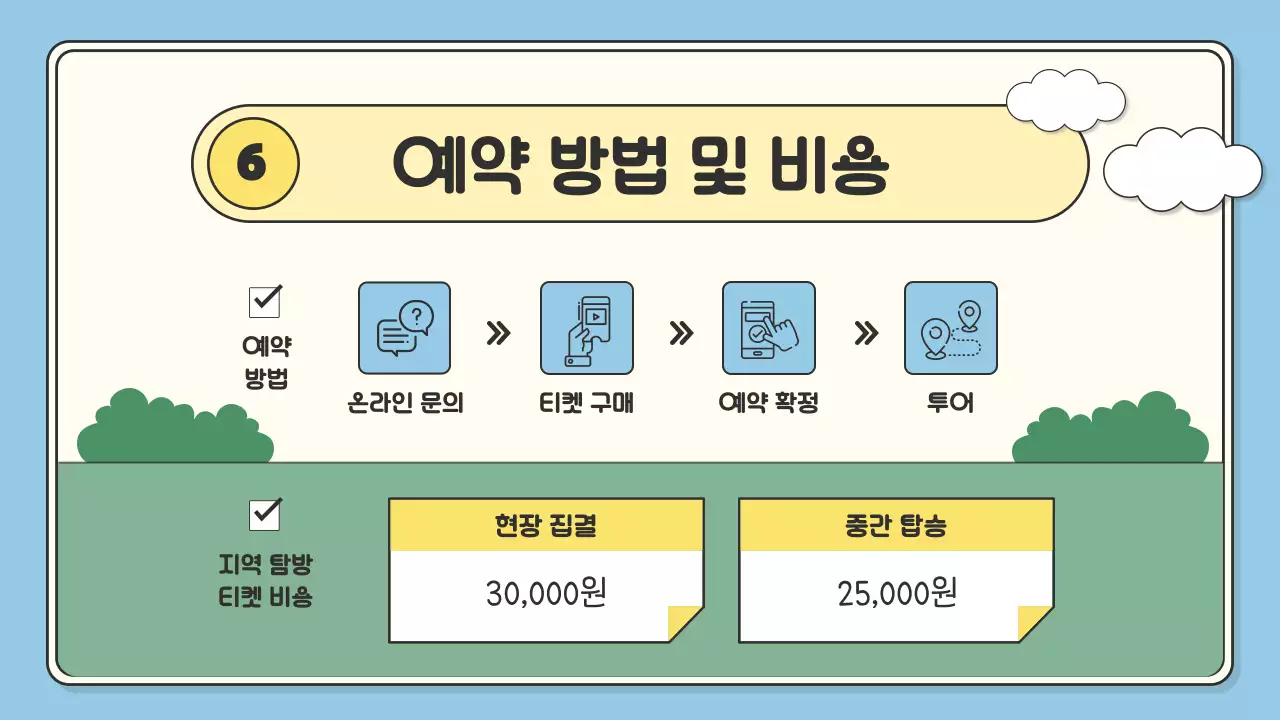 파스텔톤의 다채로운 아기자기한 일러스트가 있는 지역 탐방 안내
