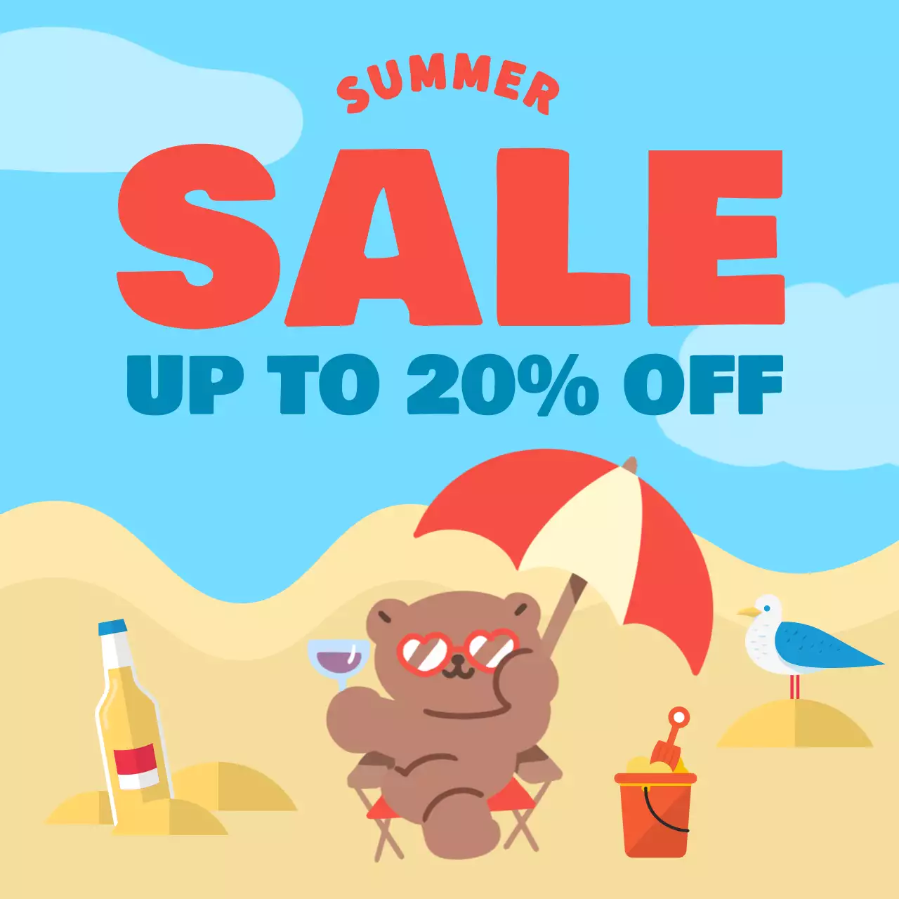 하늘색과 베이지색의 아기자기한 여름 이벤트 모음