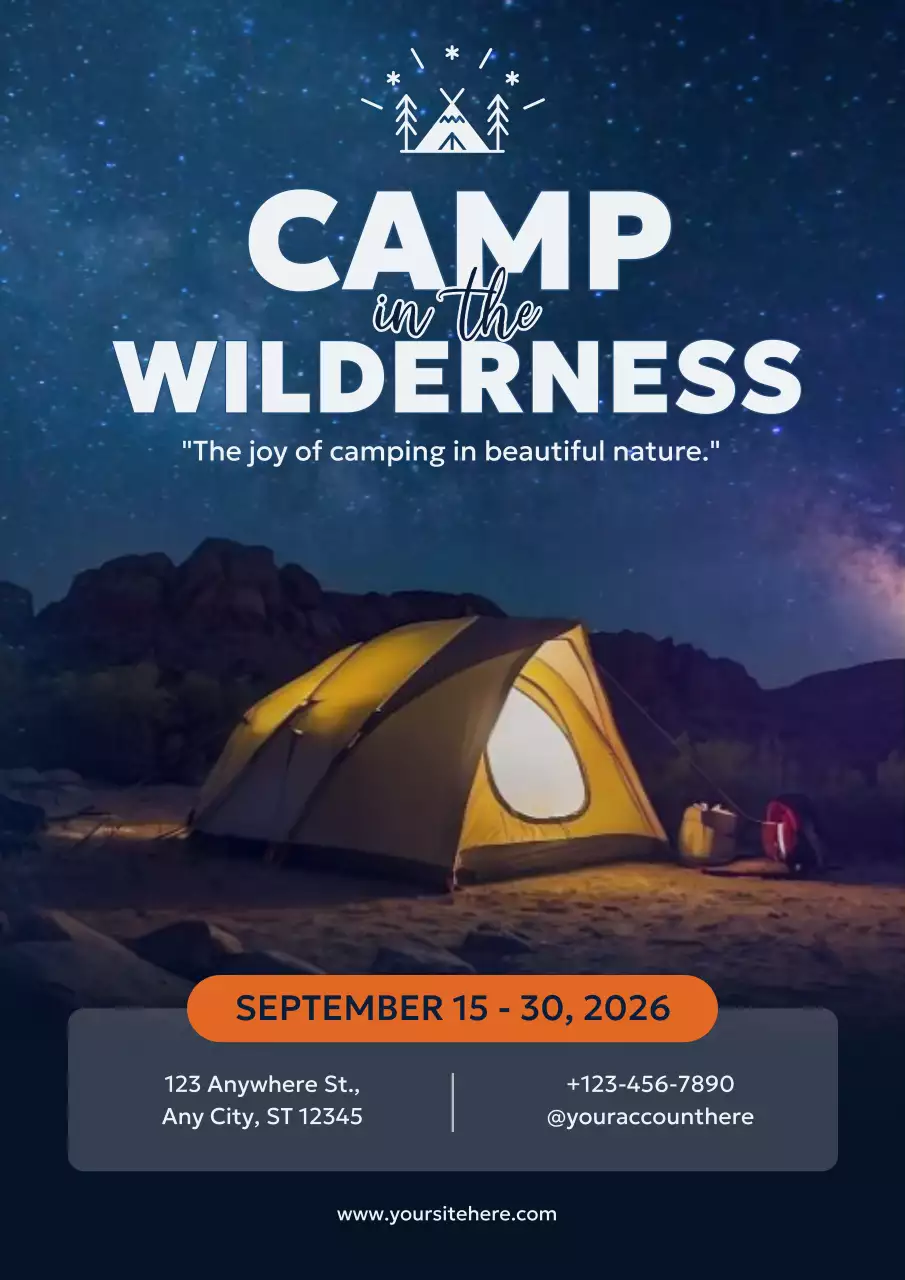 Blue Rustic Camping Event Poster