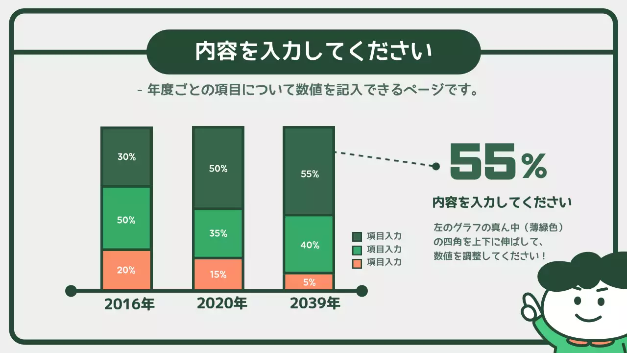 緑 シンプル データ 企画書 インフォグラフィック