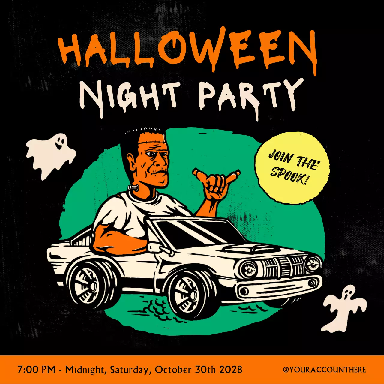 오렌지 레트로 할로윈 이벤트 소셜 미디어 게시물