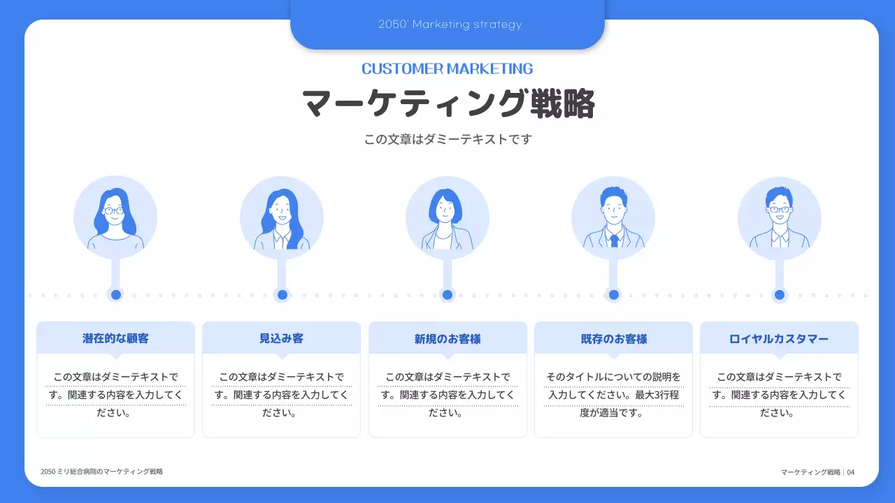 青 シンプル マーケティング 資料 プレゼンテーション