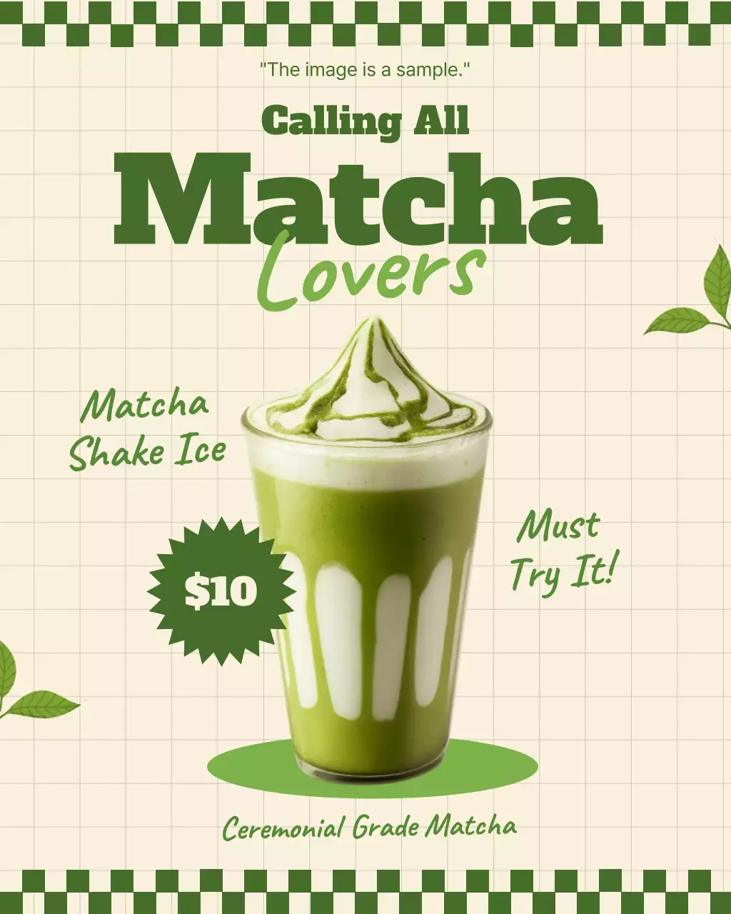 green retro matcha promotion