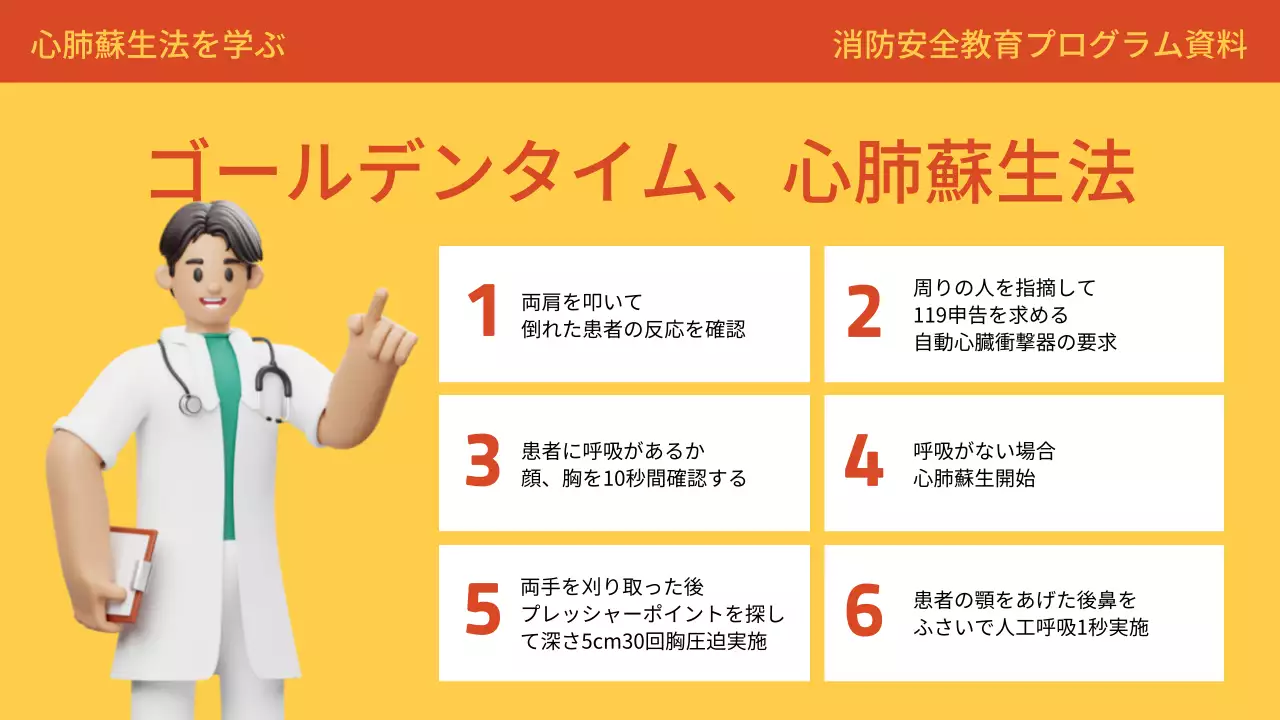 オレンジ シンプル 消防 プログラム プレゼンテーション