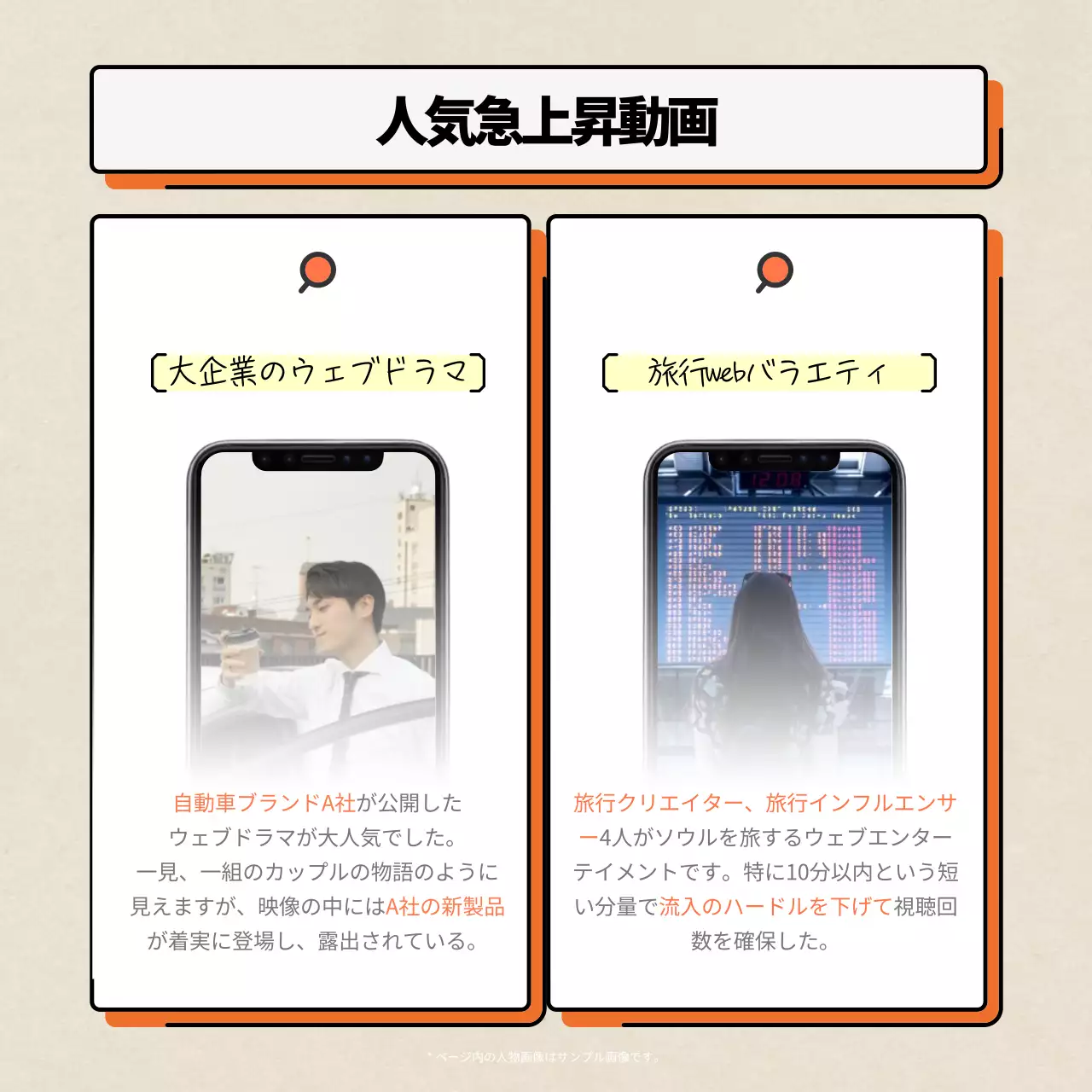 オレンジ シンプル マーケティング ドキュメント カルーセル