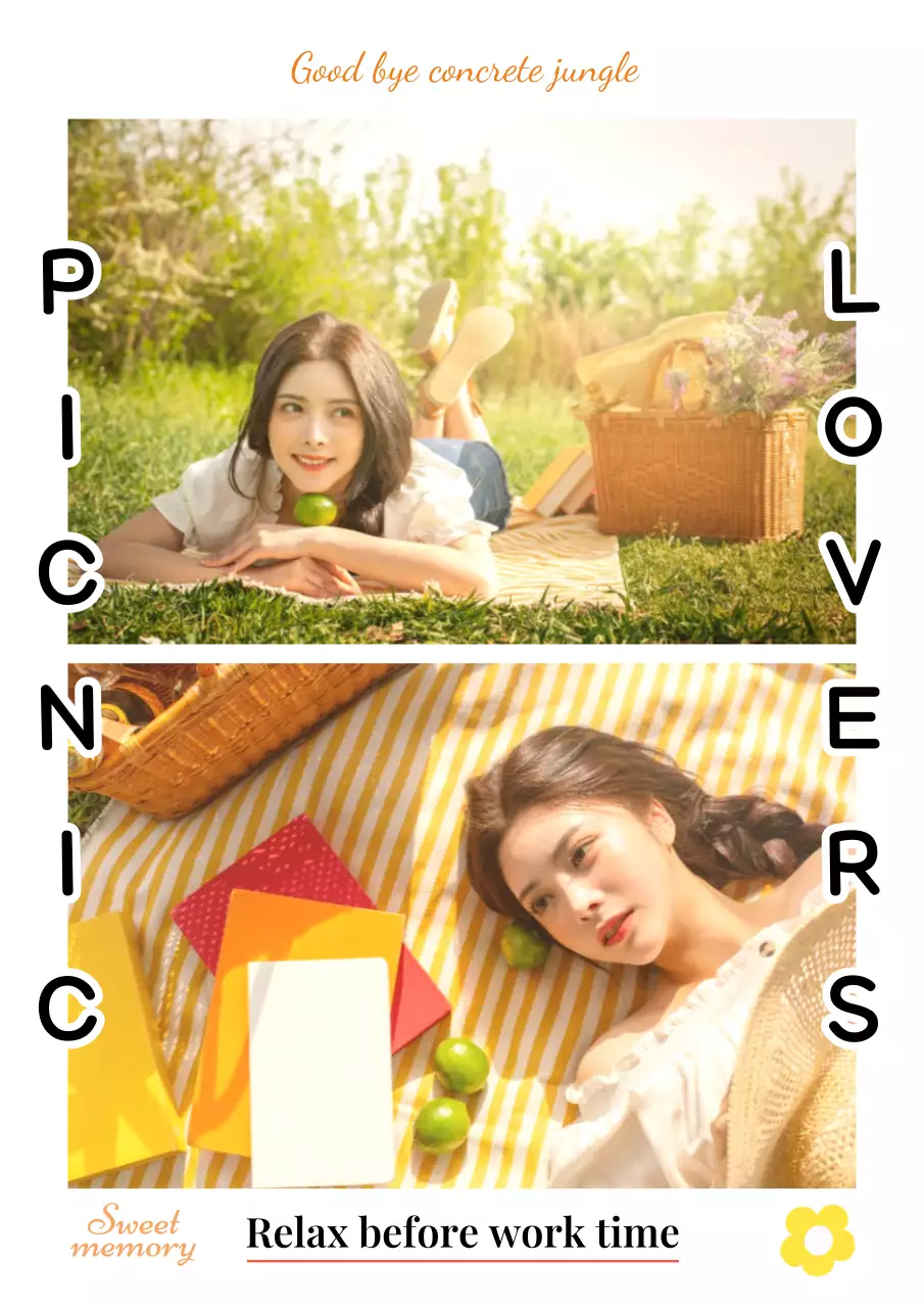 yellow aesthetic picnic invitation