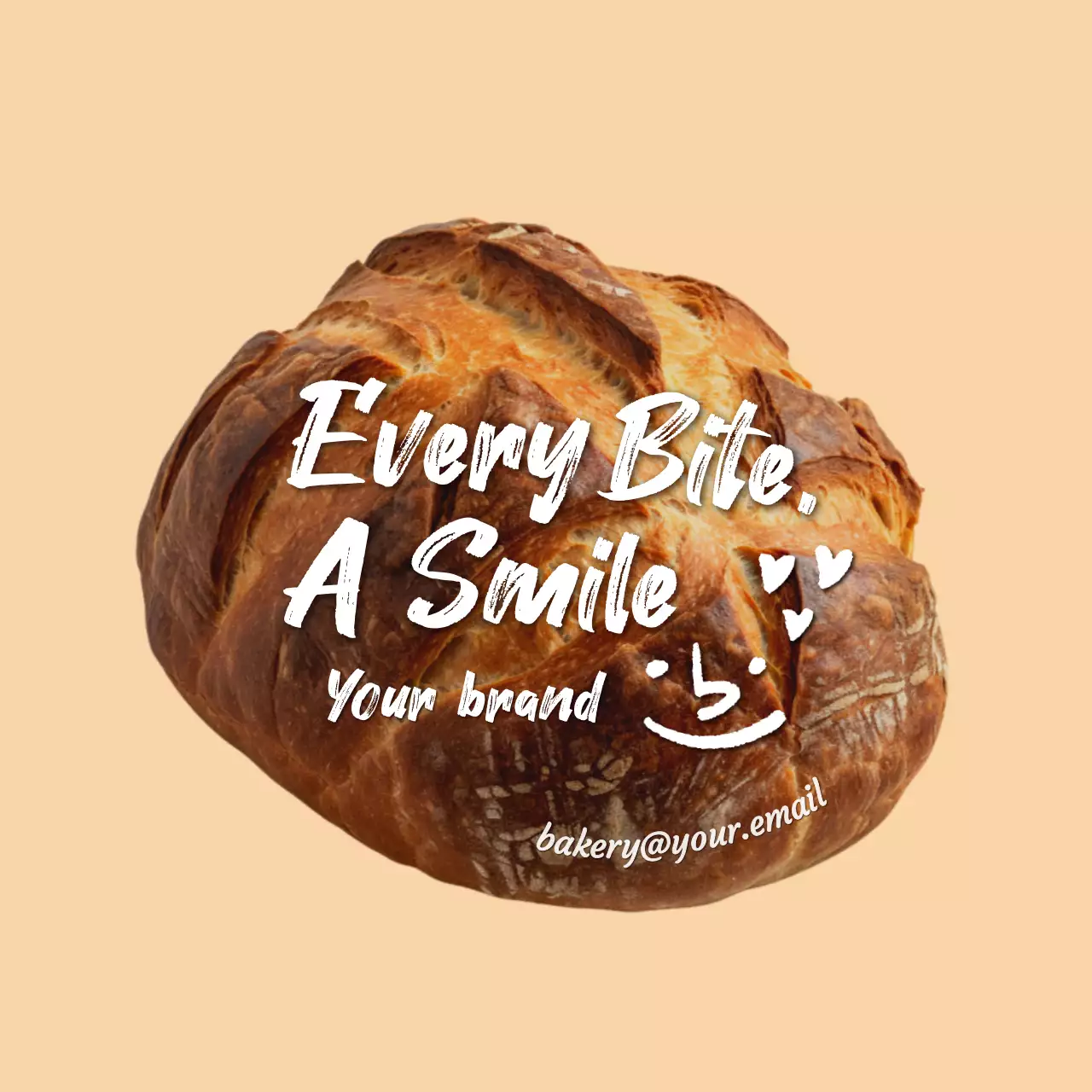 ベージュ シンプル ベーカリー ロゴ 写真