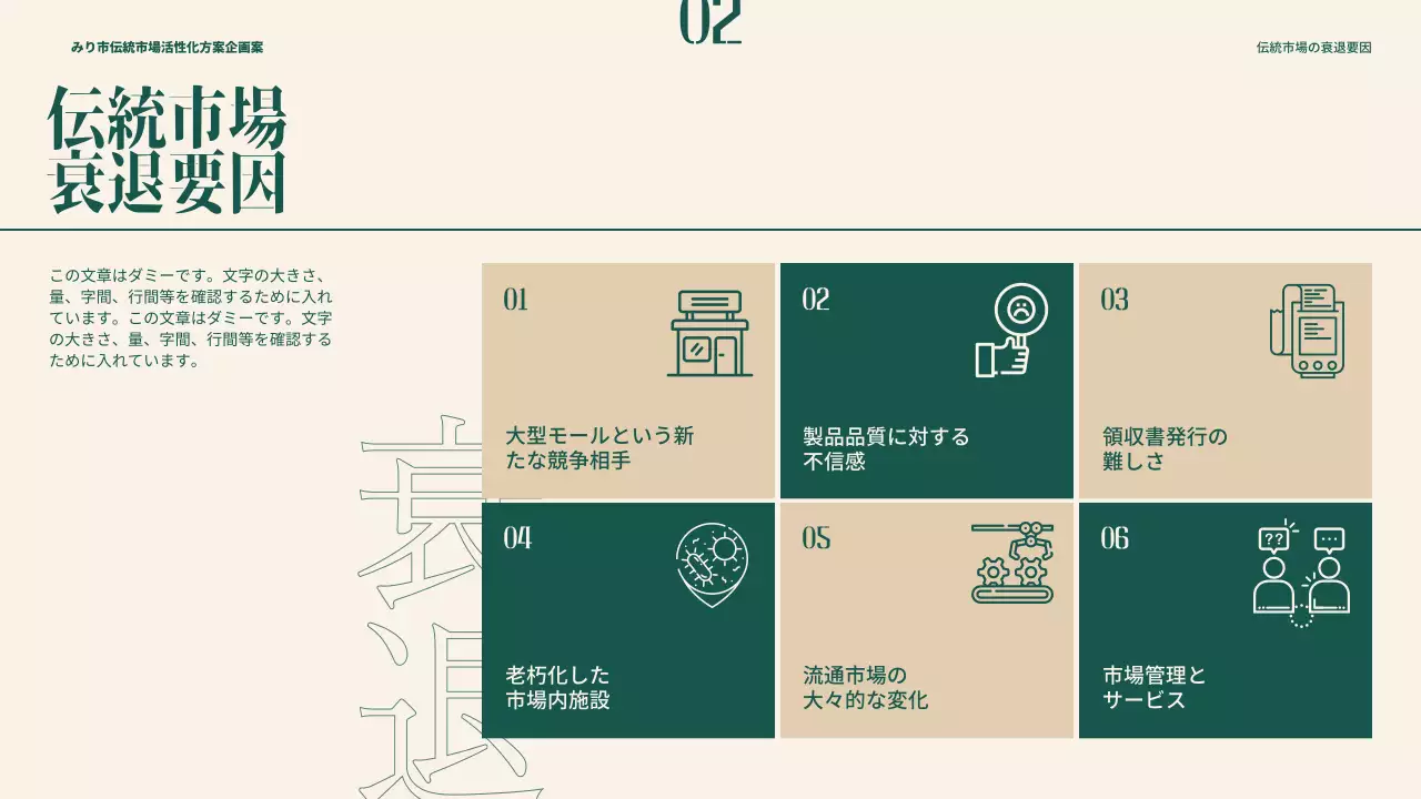 緑 モダン 市場 企画書 プレゼンテーション