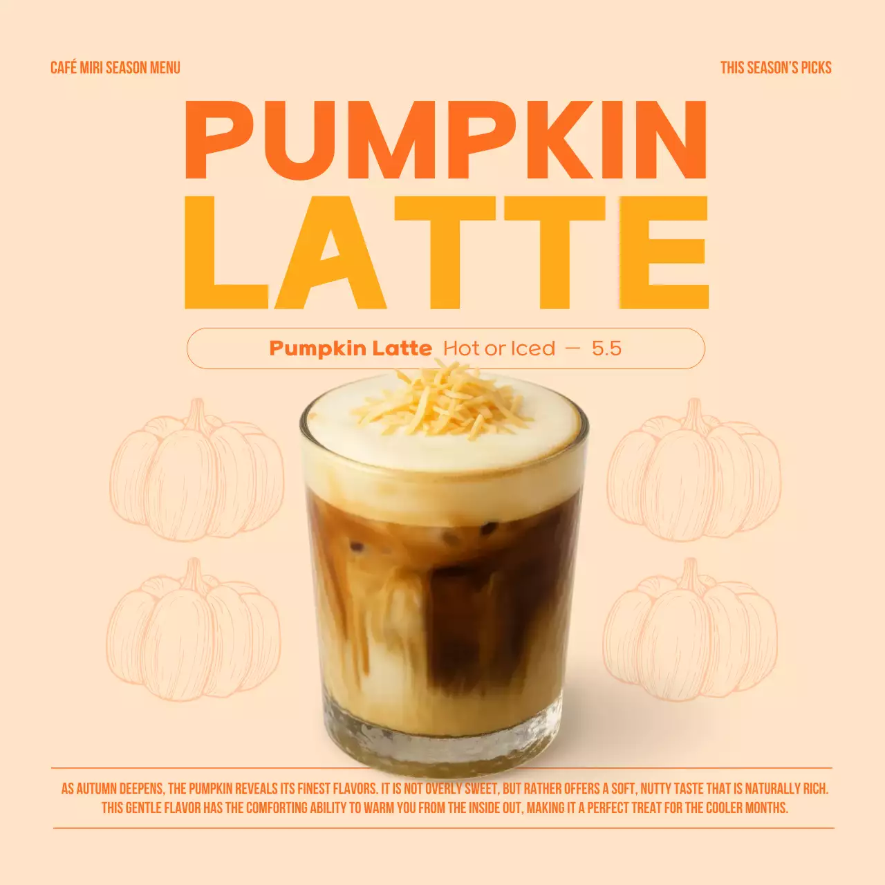 주황 심플 음료 메뉴 홍보