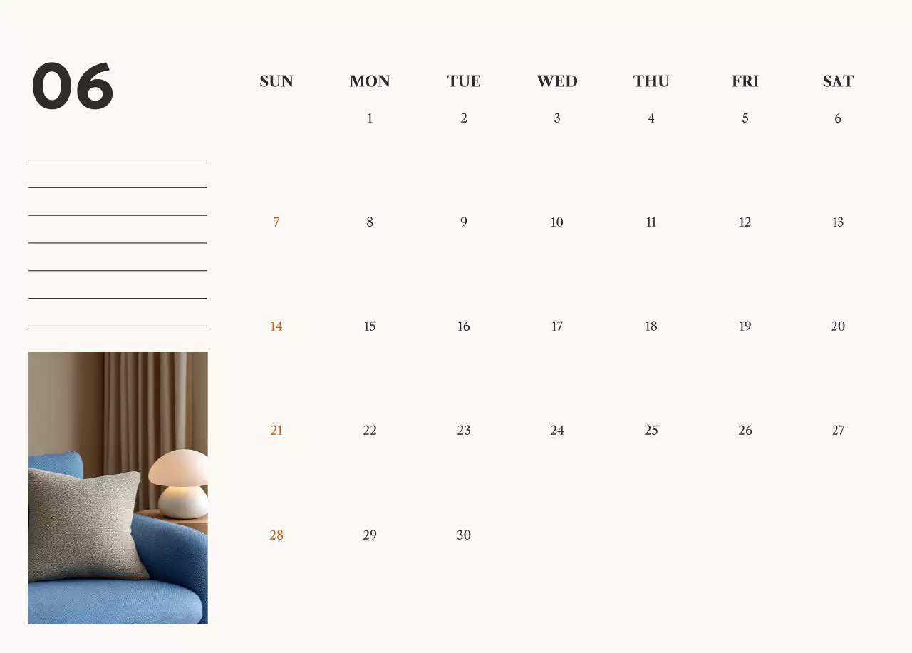 アイボリー シンプル カレンダー