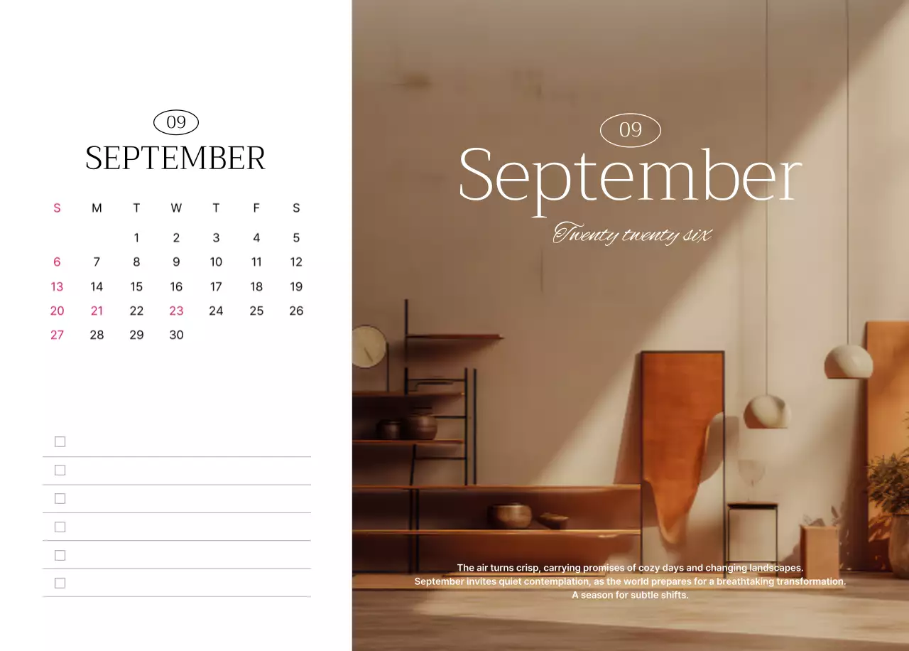 白黒 シンプル 旅行 カレンダー